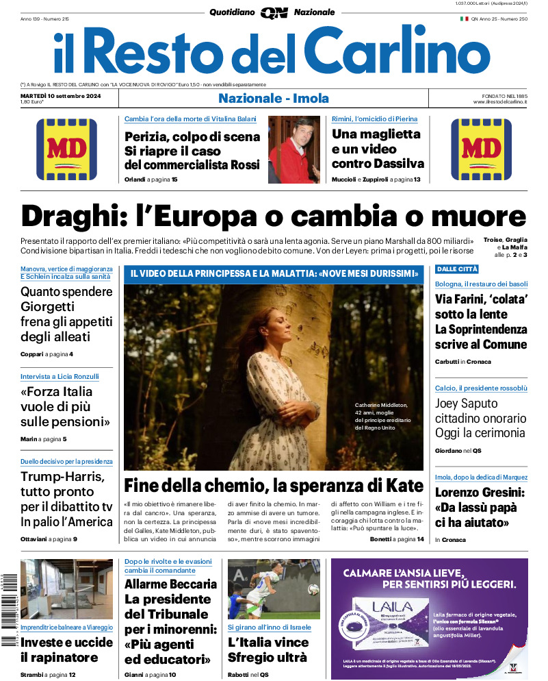 Prima-pagina-il resto del carlino-edizione-di-oggi-20240910